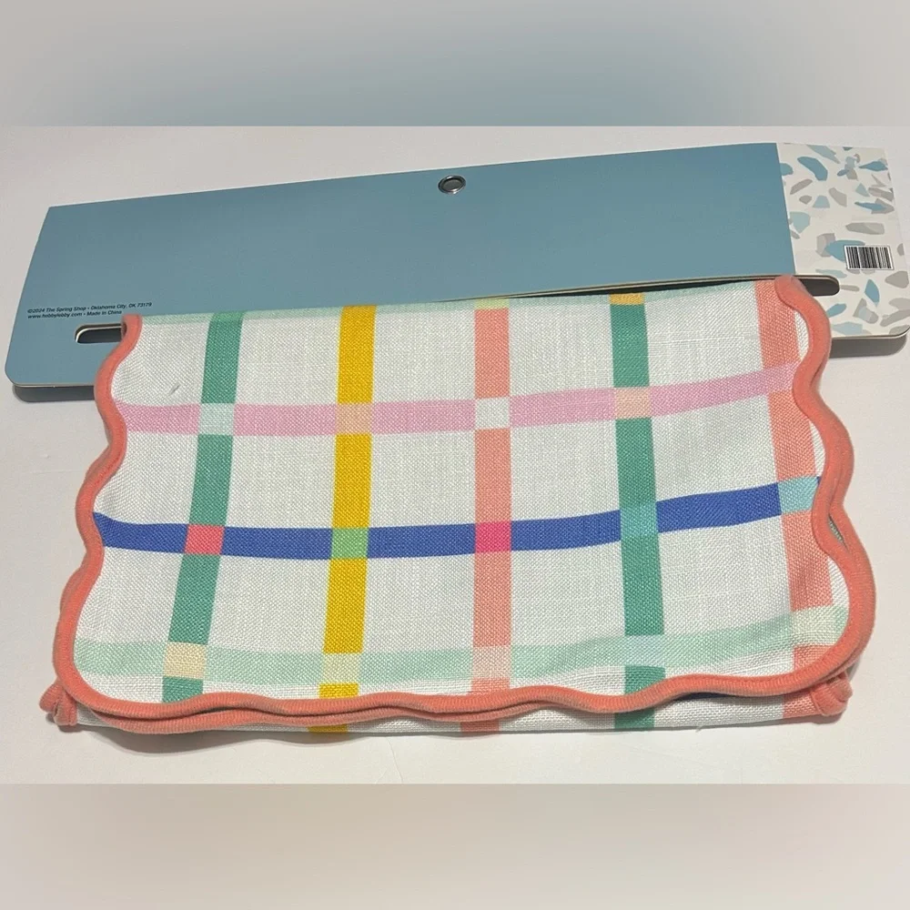 NEW Hobby Lobby Spring Pastel Plaid Table Runner 14”X72”